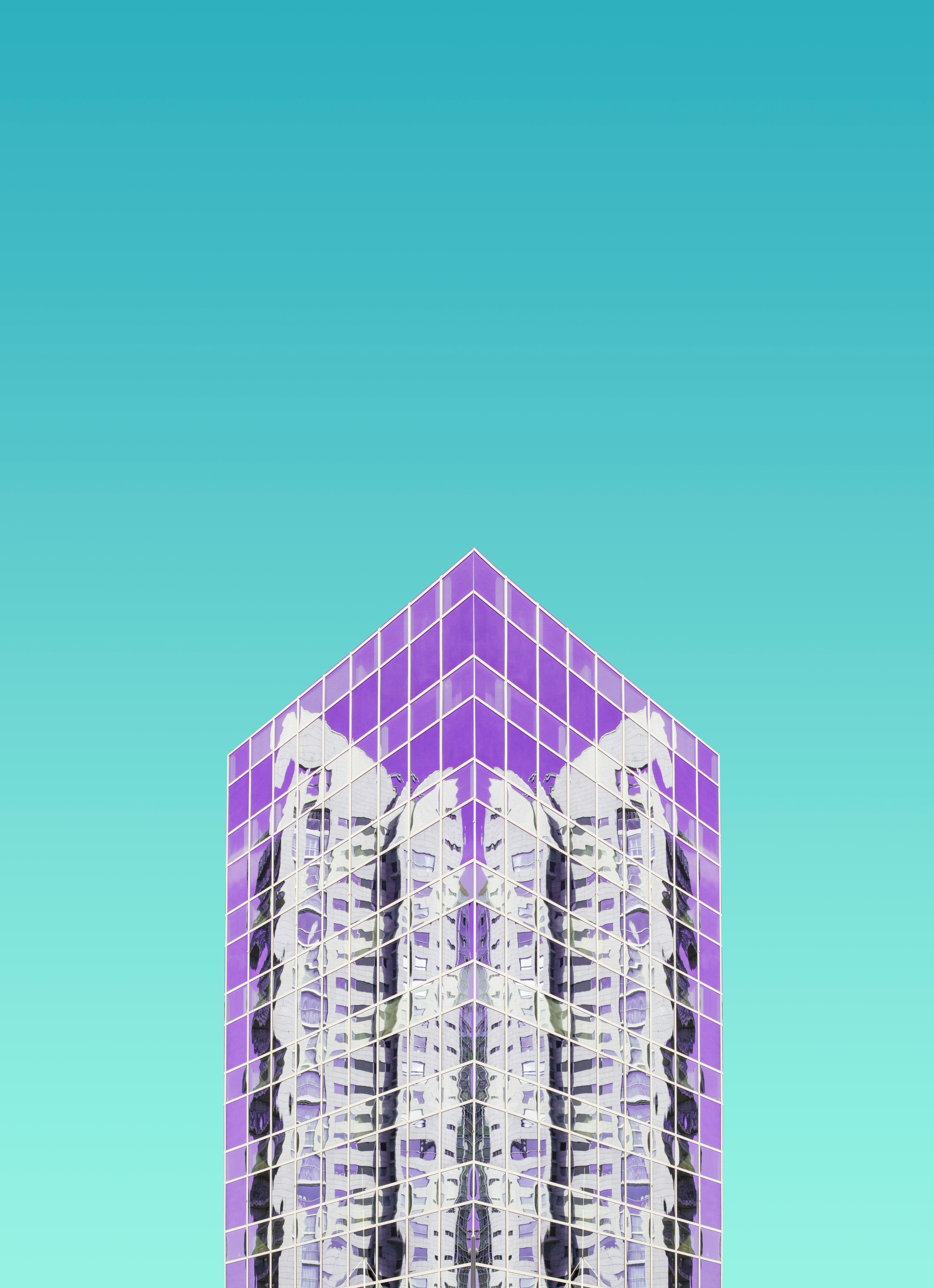 purple curtain wall building at daytime